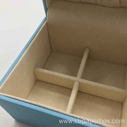 Blue PU Leather Box For Jewelry Set Packing